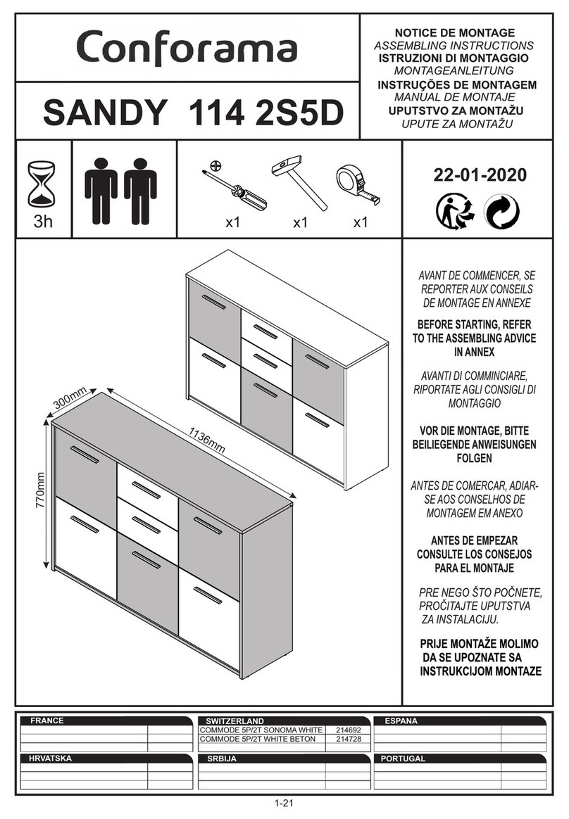 CONFORAMA SANDY 114 2S5D 214692 Installation guide