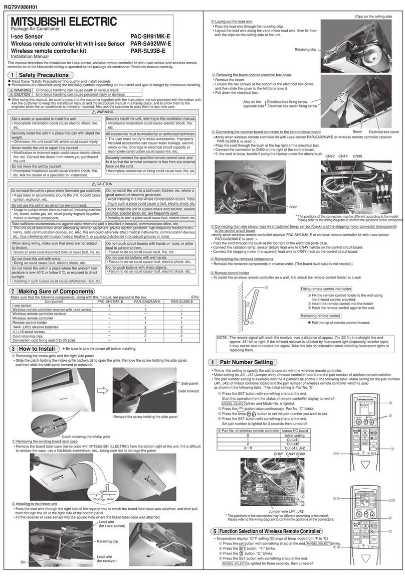 Mitsubishi Electric PAC-SH91MK-E installation manual