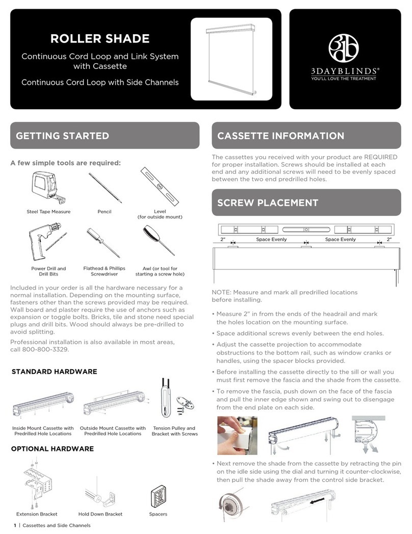 3 Day Blinds ROLLER SHADE User manual 3 Day Blinds ROLLER SHADE User manual