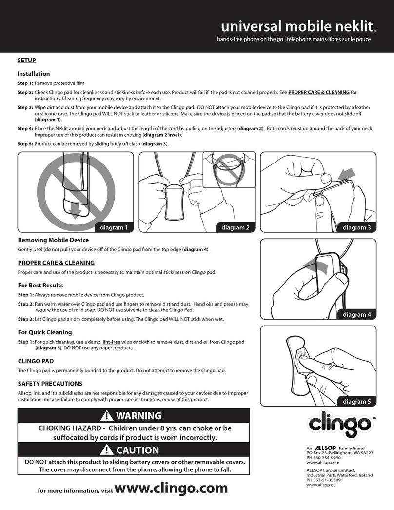 ALLSOP Clingo Universal Mobile Neklit quick start guide