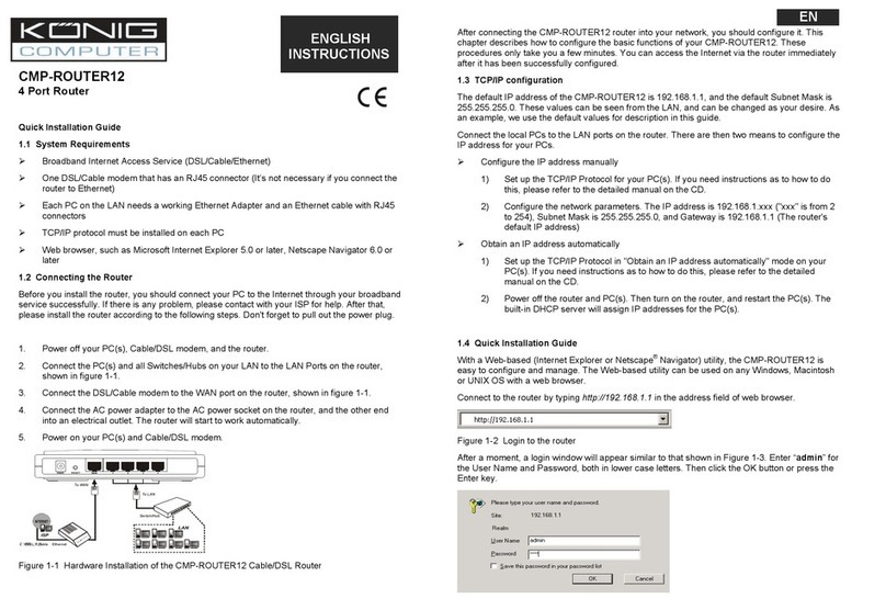 Konig CMP-ROUTER12 Quick installation guide