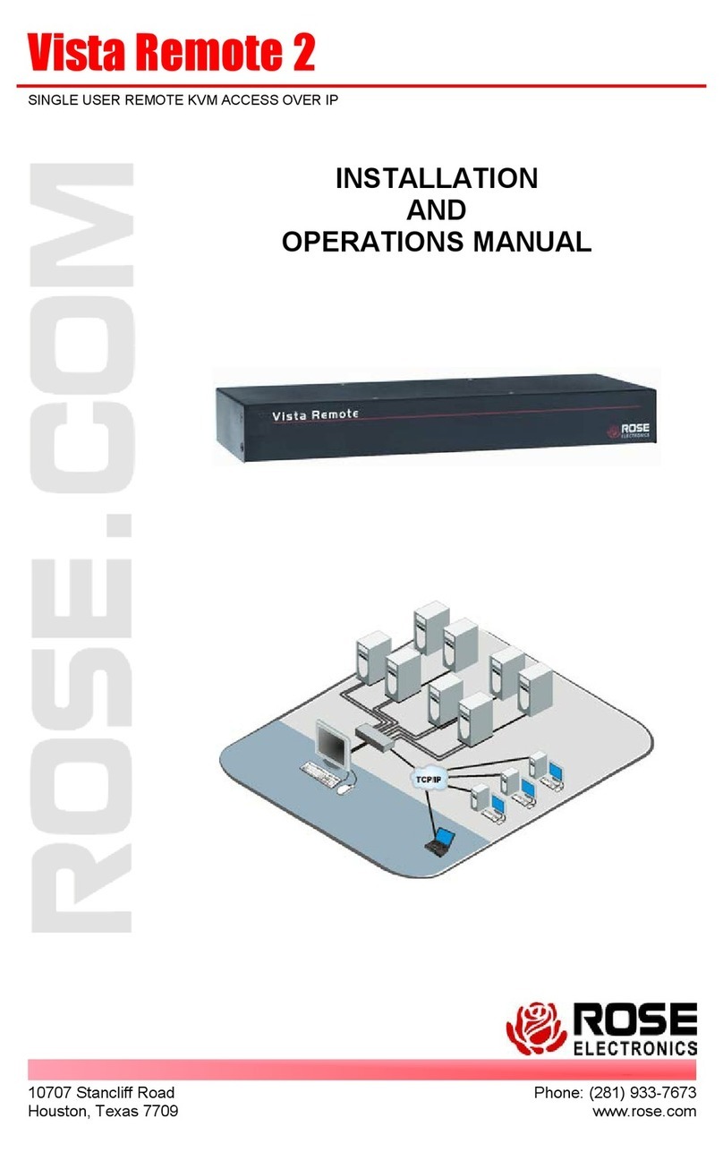 Rose electronics Vista Remote 2 Installation and operation manual