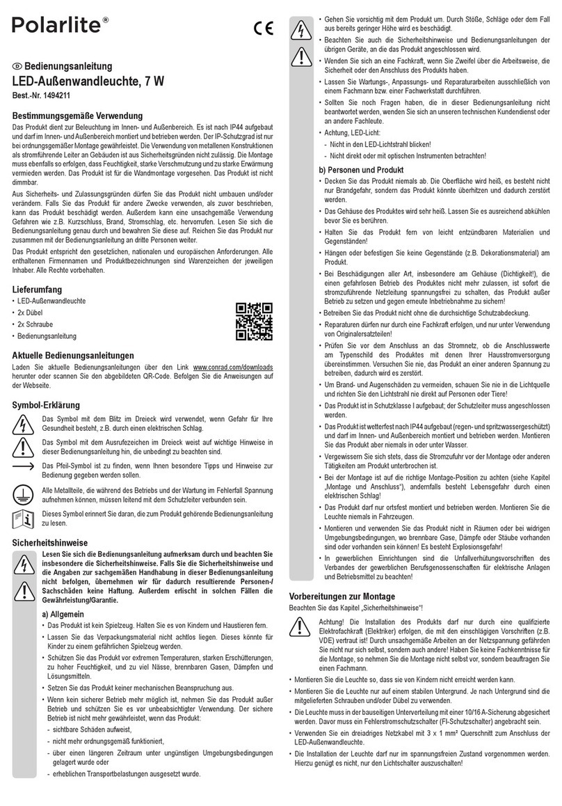 Polarlite 1494211 operating instructions Polarlite 1494211 operating instructions