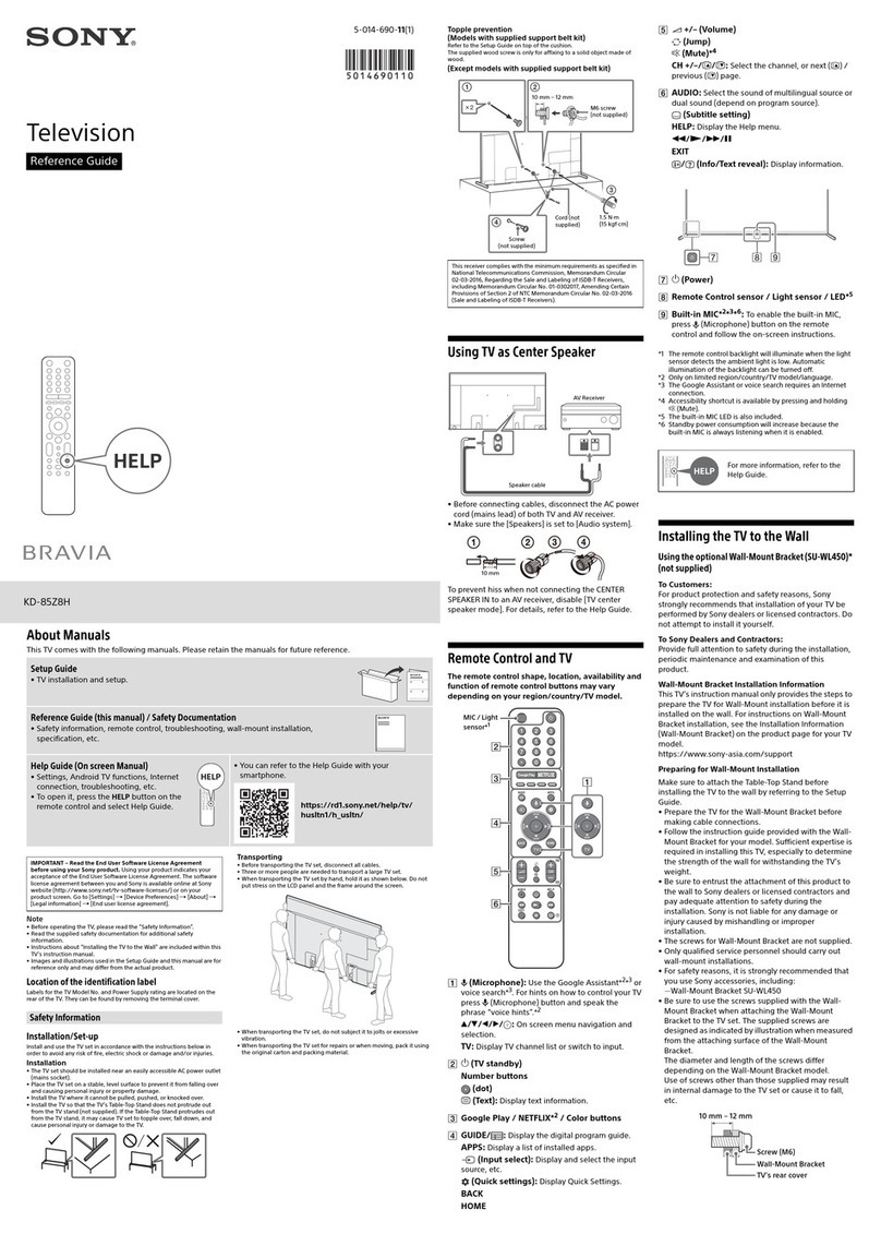 Sony BRAVIA KD-85Z8H User manual