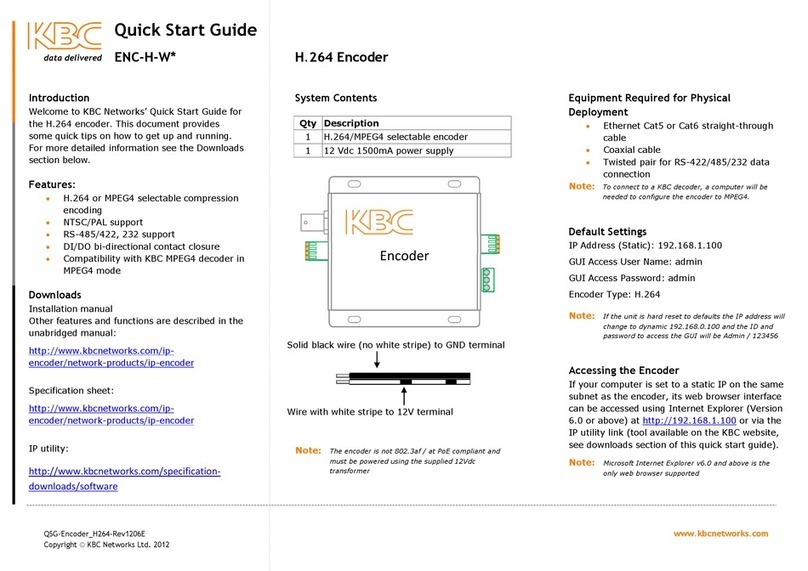 KBC ENC-H-W Series quick start guide
