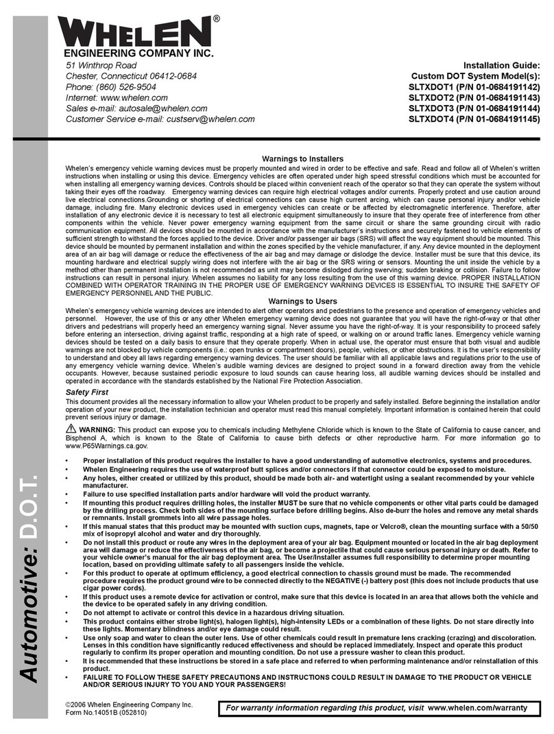 Whelen Engineering Company SLTXDOT2 User manual