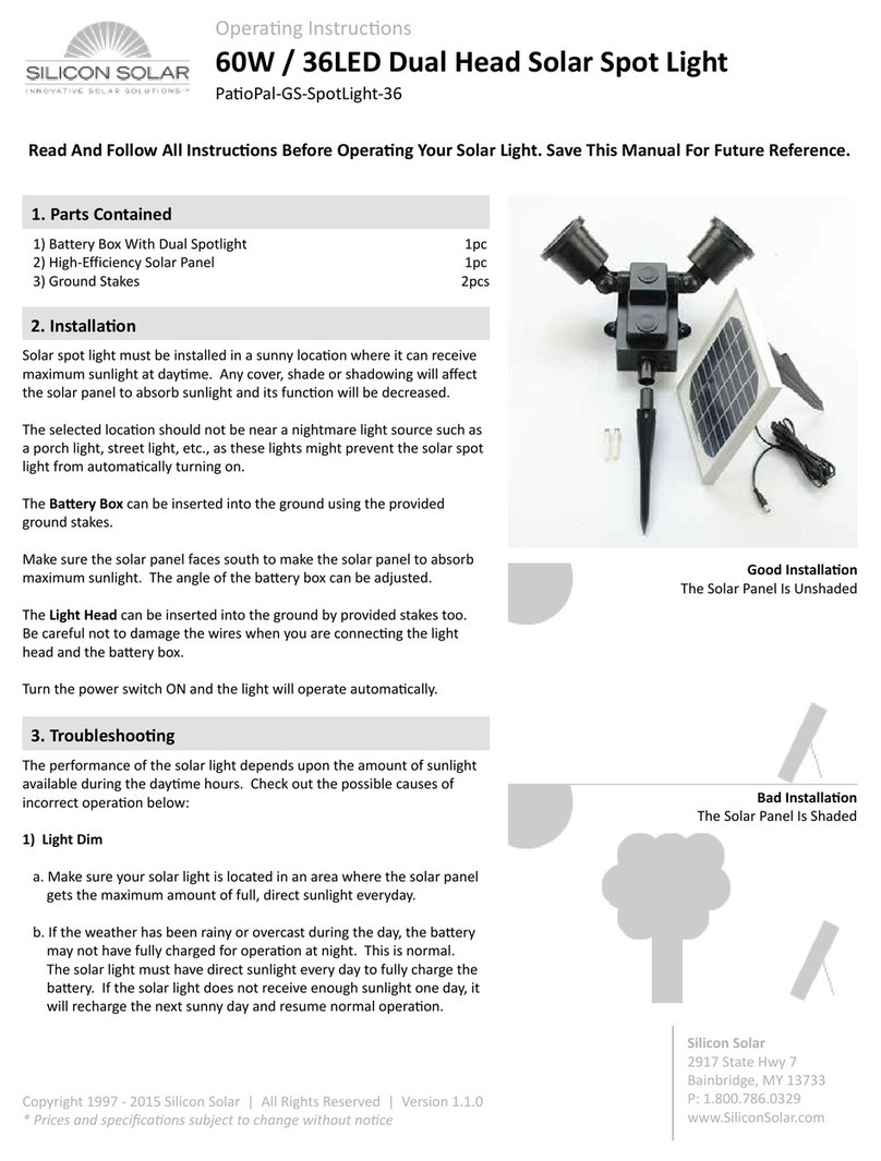 Silicon Solar PatioPal-GS-SpotLight-36 operating instructions