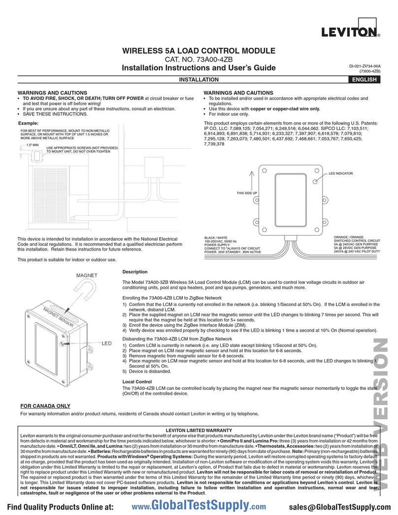Leviton 73A00-4ZB Mounting instructions
