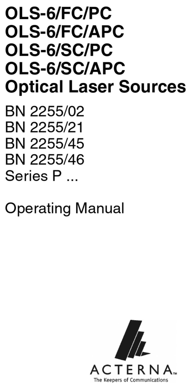 Acterna OLS-6/FC/PC operating manual