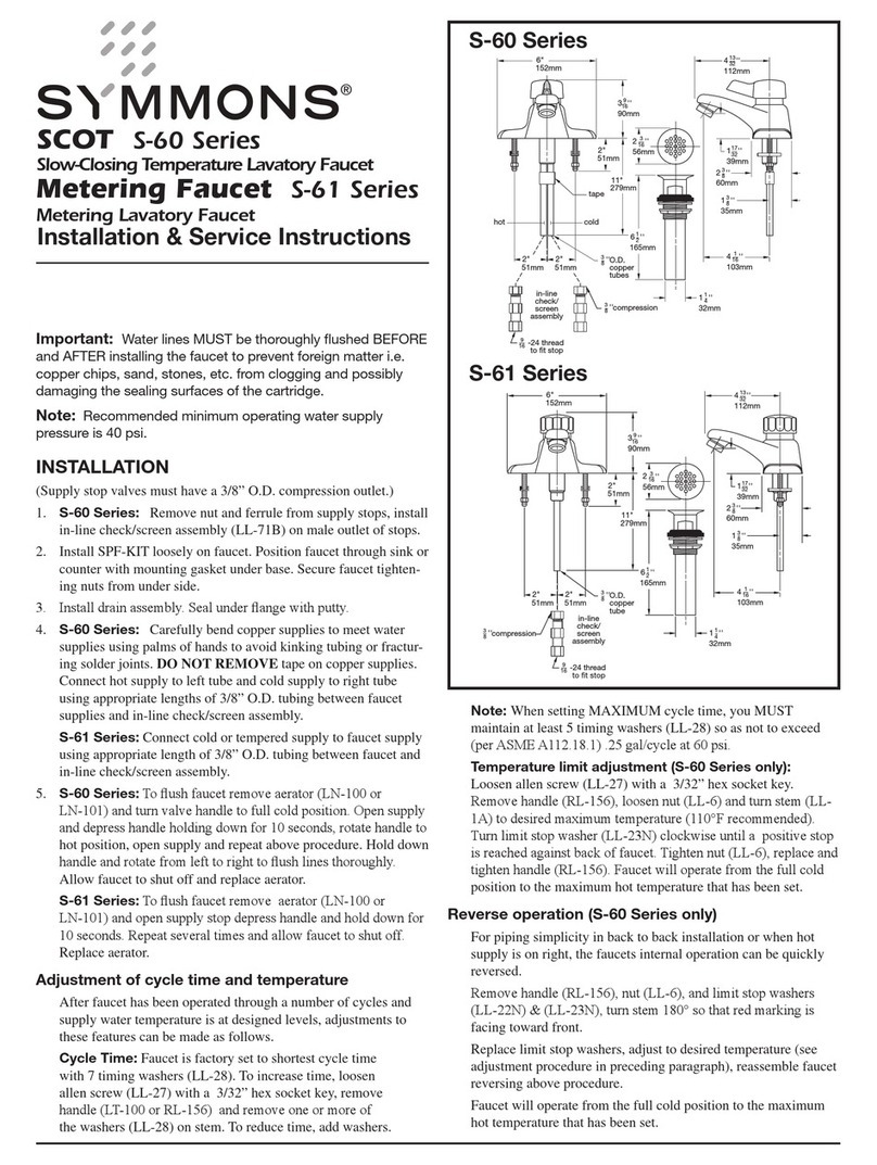 Symmons SCOT S-60 Series Installation and maintenance instructions Symmons SCOT S-60 Series Installation and maintenance instructions