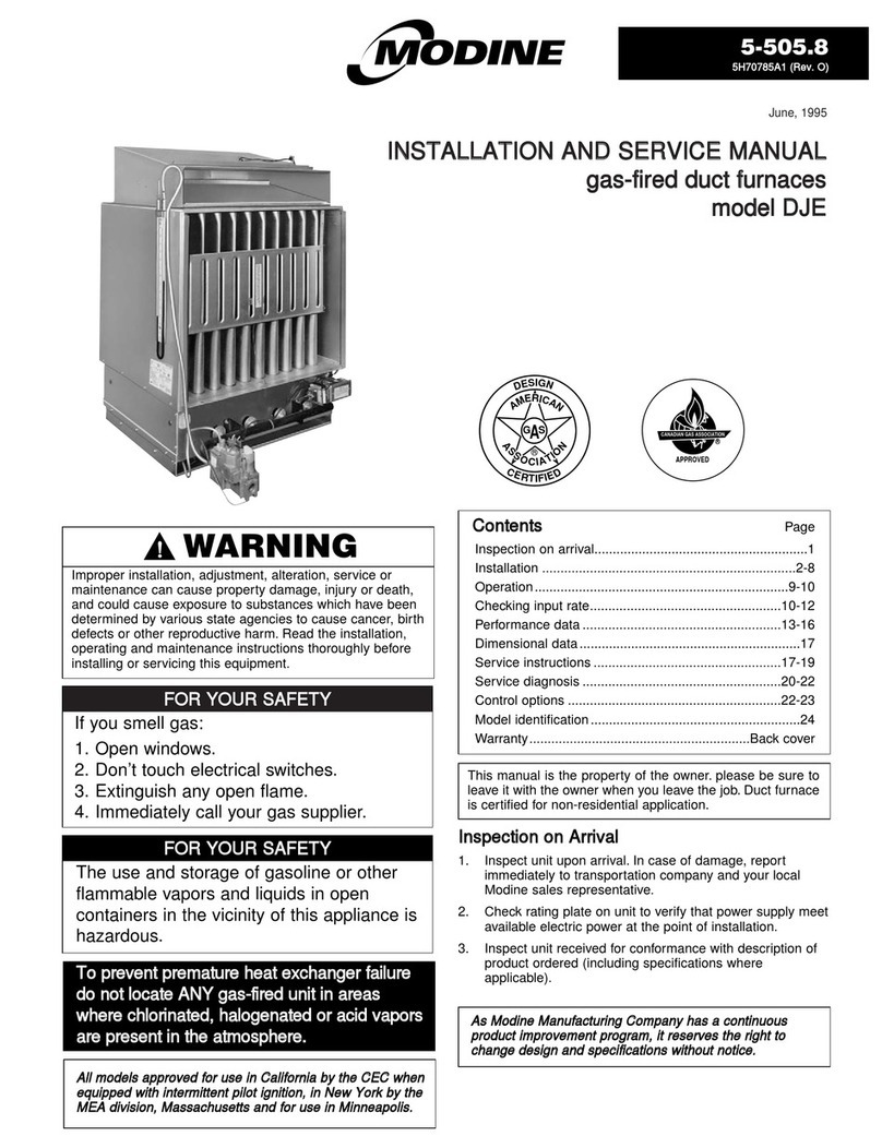 Modine Manufacturing DJE Installation and service manual