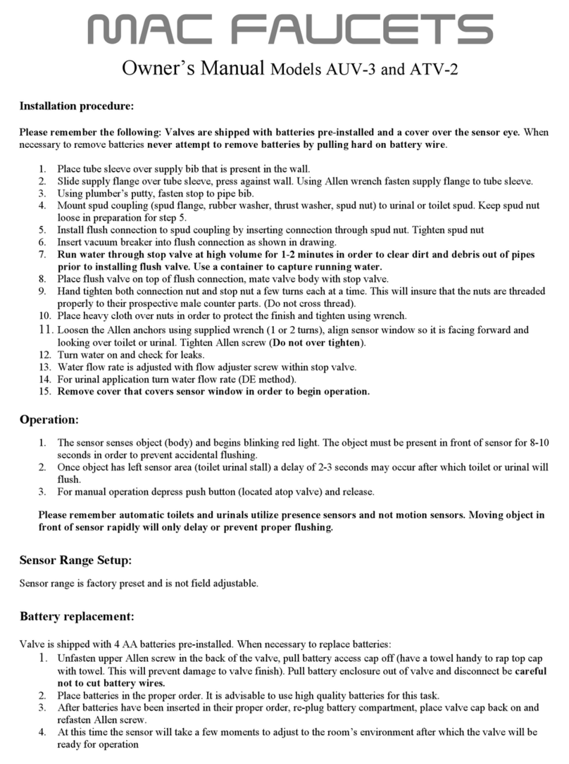 Mac Faucets AUV-3 owner's manual