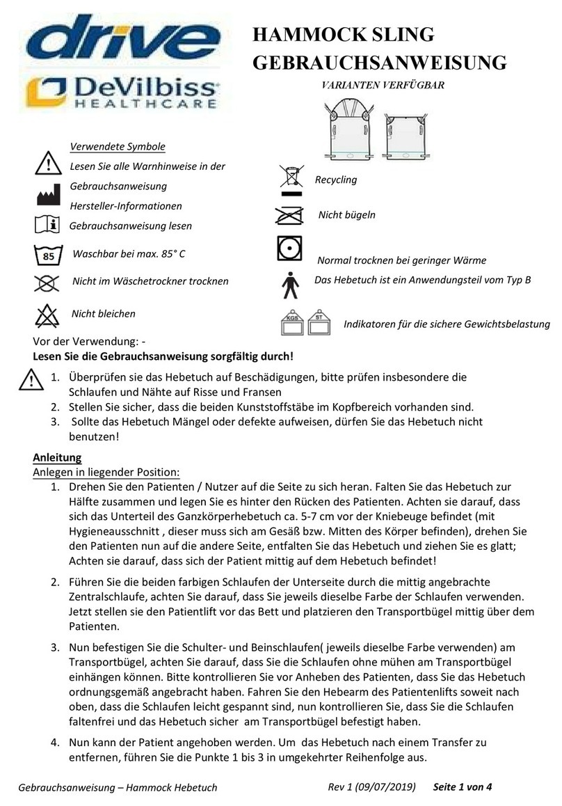 Drive DeVilbiss Healthcare HAMMOCK SLING Instructions for use
