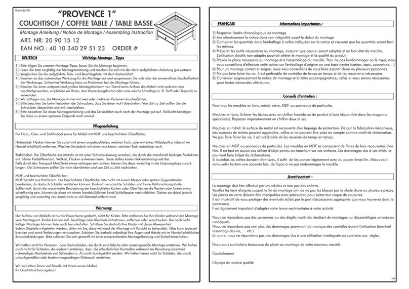 CONFORAMA PROVENCE 1 20 90 15 12 User manual