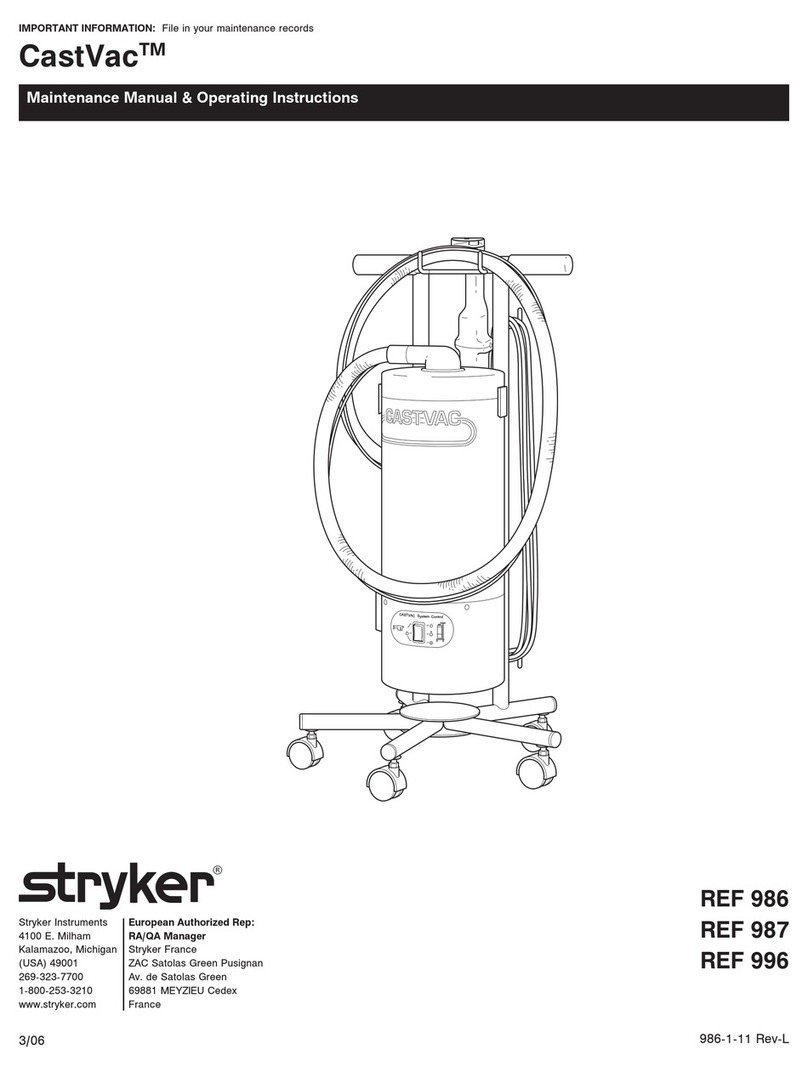 Stryker CastVac REF 986 Maintenance Manual & Operating Instructions