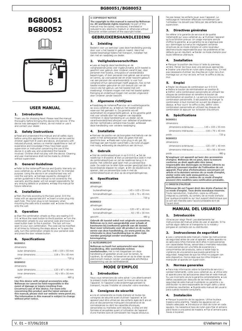 Velleman Perel BG80051 user manual