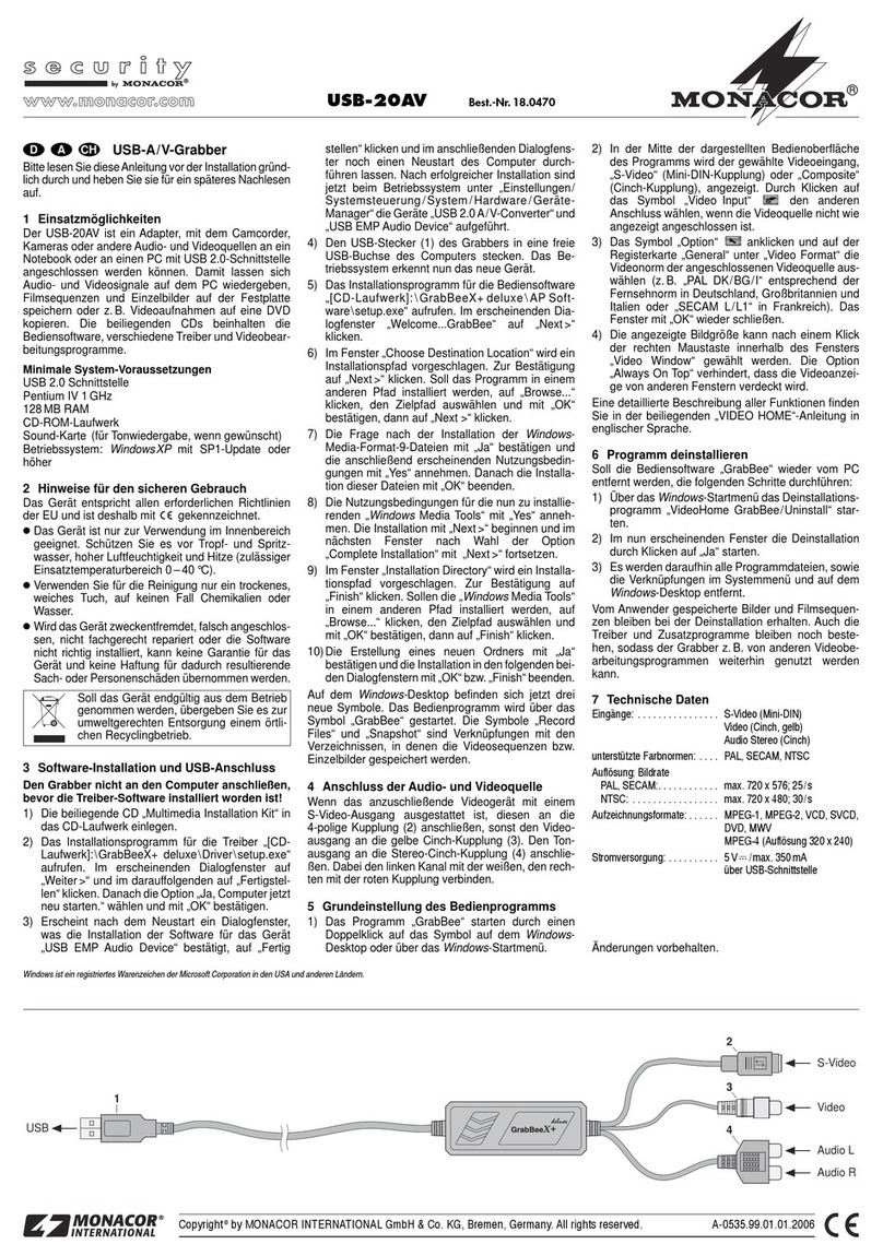 Monacor Security USB-20AV operating instructions