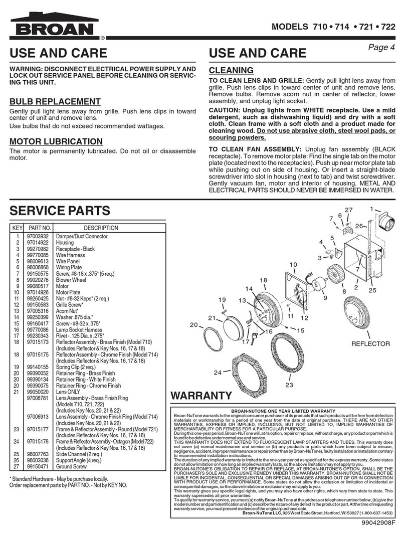 Broan 710 Use and care