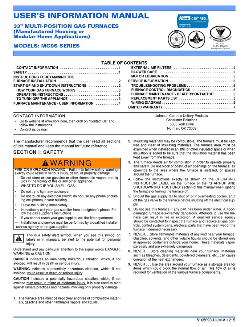 Johnson Controls Unitary Products MG9S Series Guide