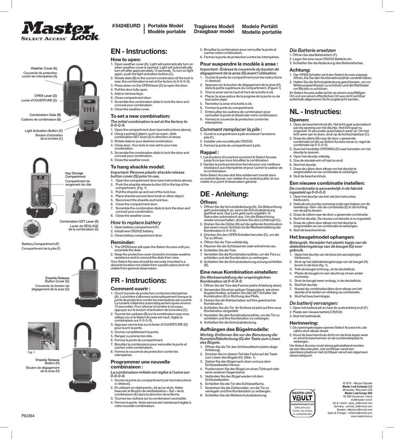 Masterlock 5424EURD instructions Masterlock 5424EURD instructions