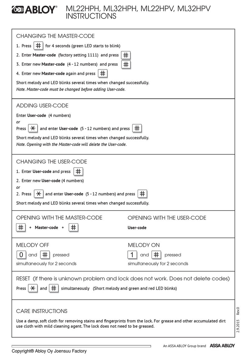 Assa Abloy ML22HPH User manual