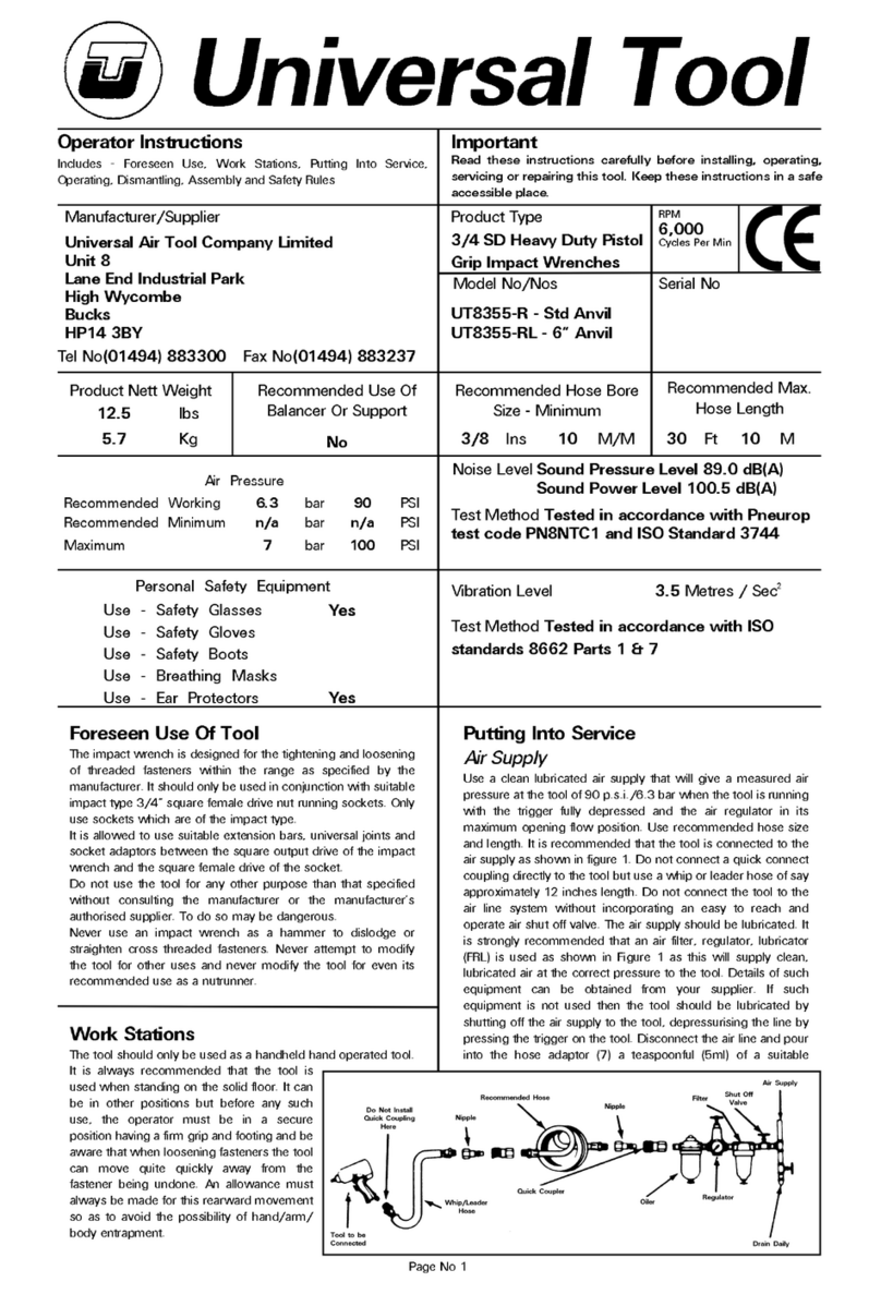 Universal Tool UT8355-R Operator instructions