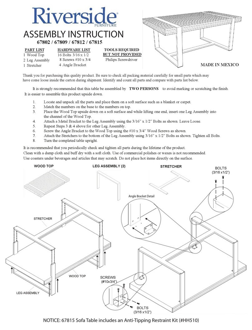 Riverside Furniture 67802 Assembly instruction Riverside Furniture 67802 Assembly instruction