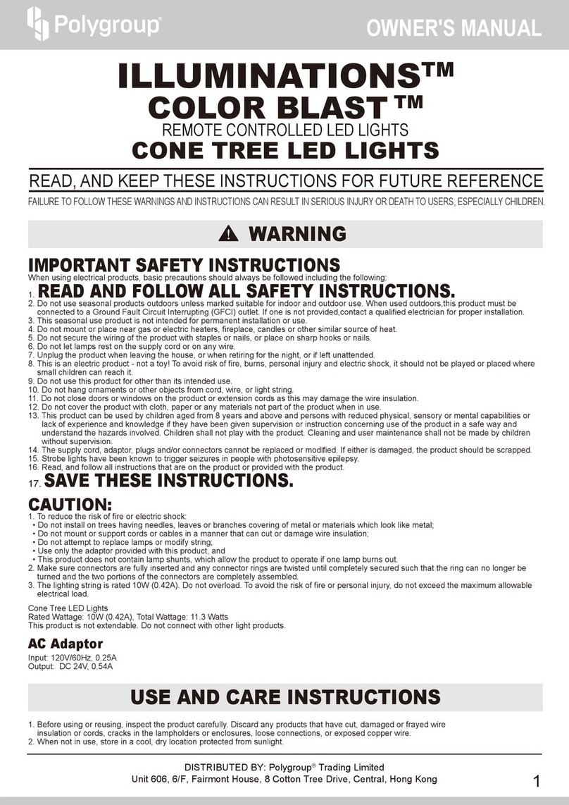 Polygroup ILLUMINATIONS COLOR BLAST CONE TREE LED... User manual Polygroup ILLUMINATIONS COLOR BLAST CONE TREE LED... User manual