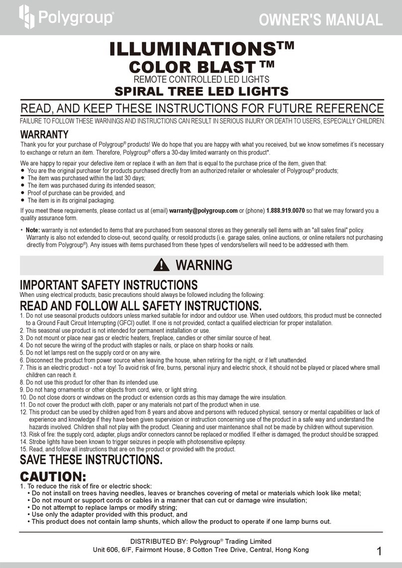 Polygroup ILLUMINATIONS COLOR BLAST SPIRAL TREE LED... owner's manual Polygroup ILLUMINATIONS COLOR BLAST SPIRAL TREE LED... owner's manual