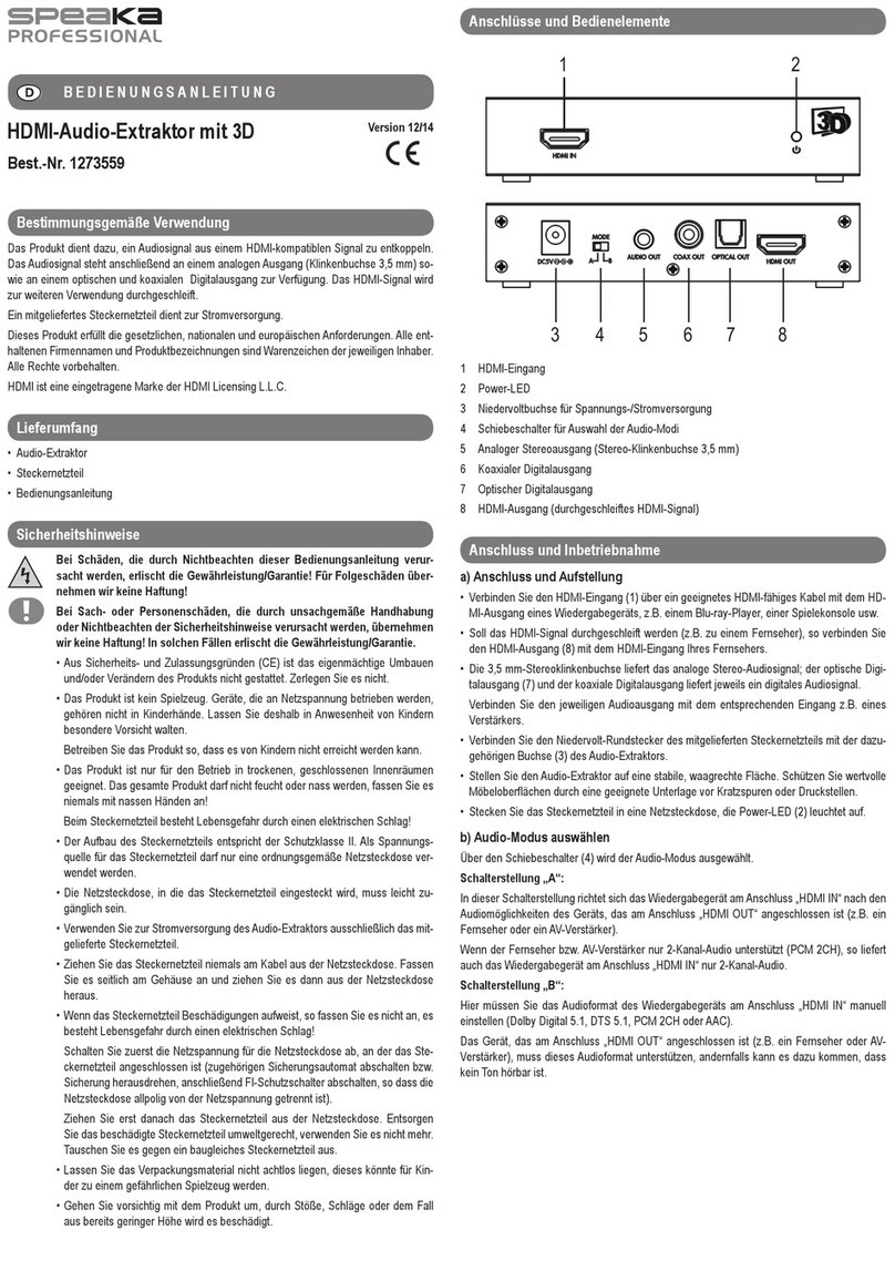 Speaka Professional 1273559 operating instructions