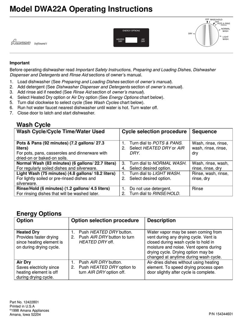 Amana SofSound I DWA22AW User manual Amana SofSound I DWA22AW User manual