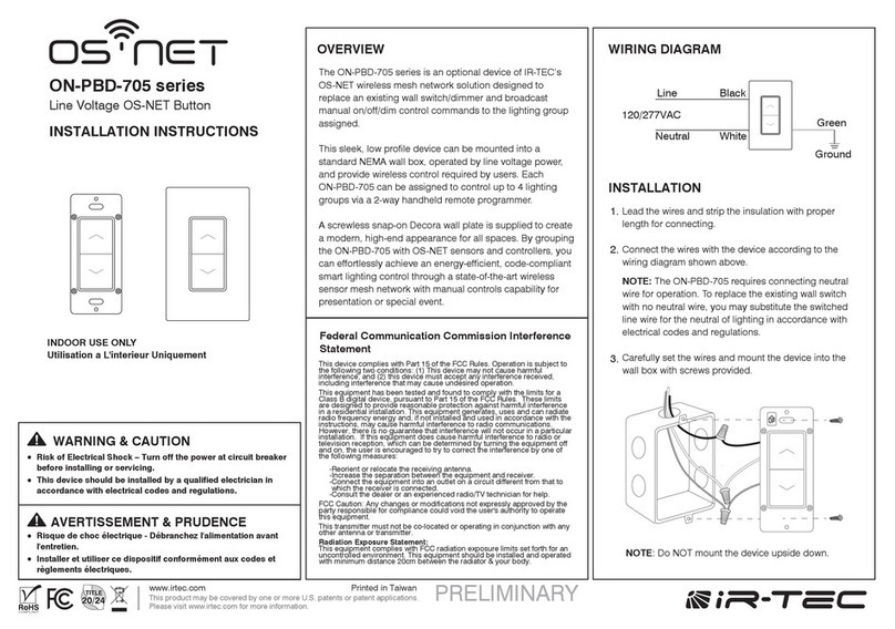 IR-Tec ON-PBD-705 Series installation instructions