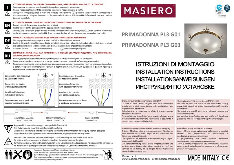 Masiero PRIMADONNA PL3 G01 installation instructions Masiero PRIMADONNA PL3 G01 installation instructions