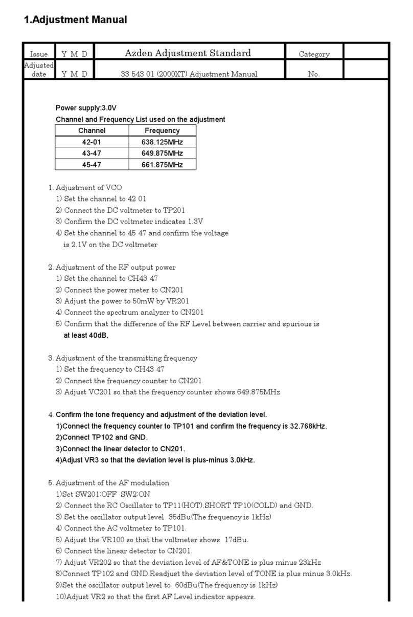 Azden 2000XT Adjustment manual