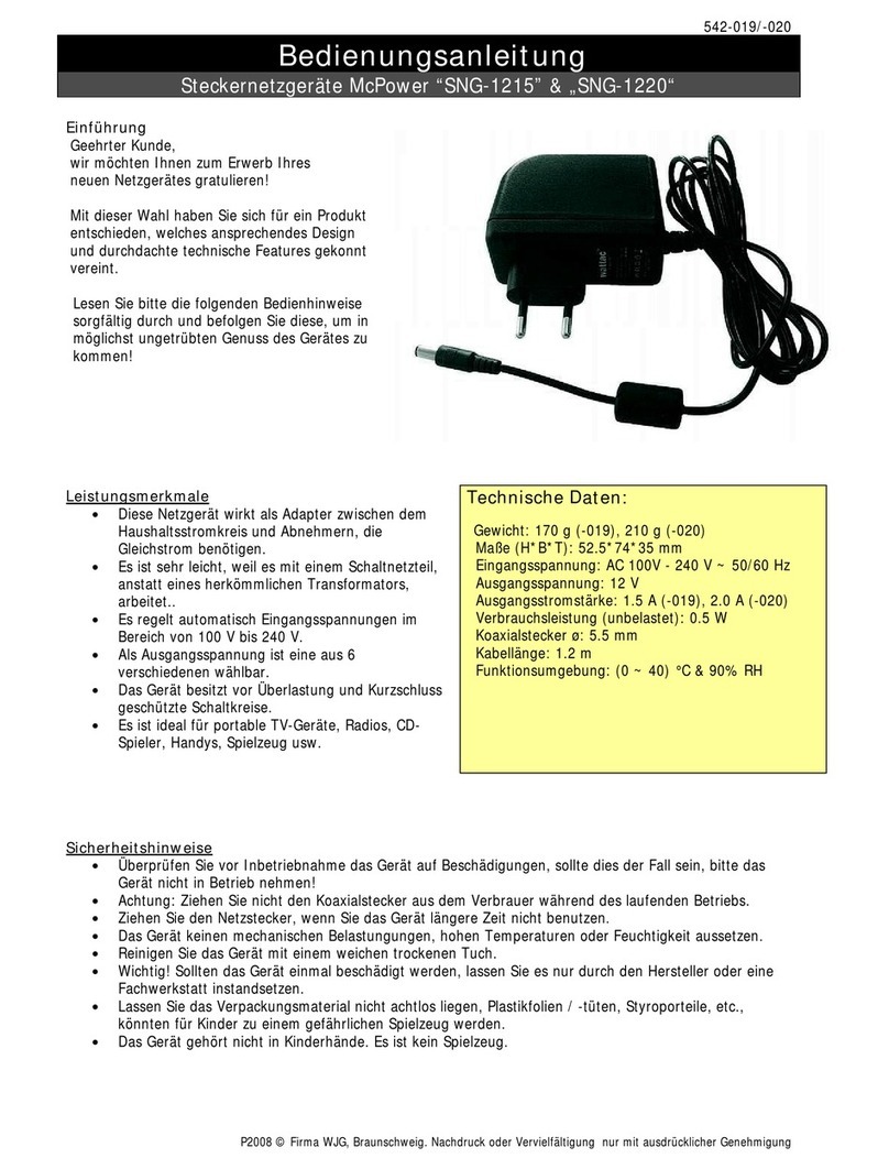 WJG McPower SNG-1215 User manual