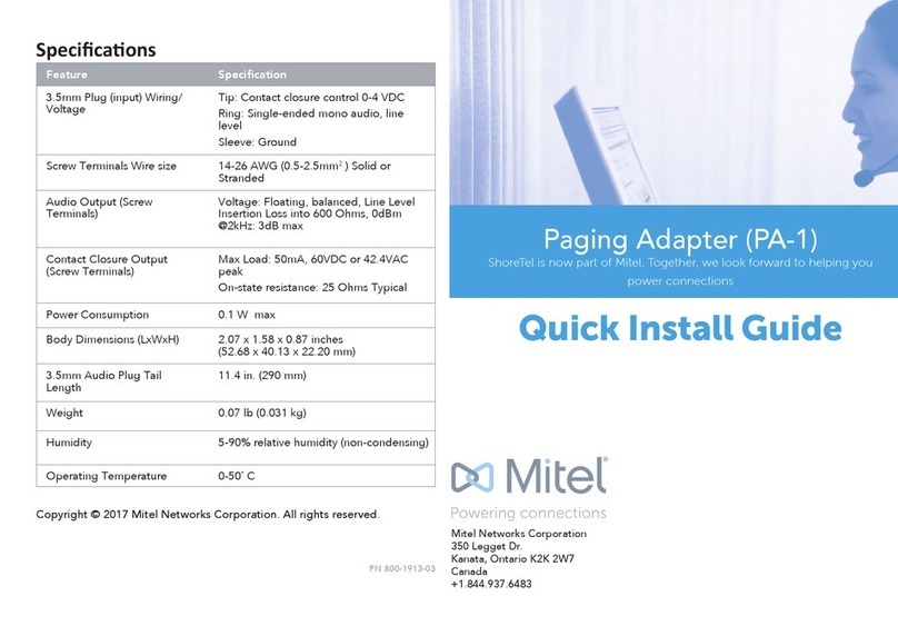 Mitel ShoreTel PA-1 Quick install guide