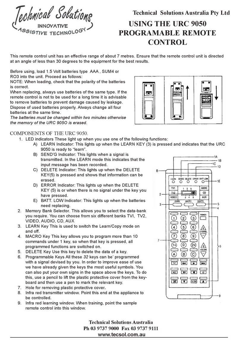 Technical Solutions URC 9050 Using