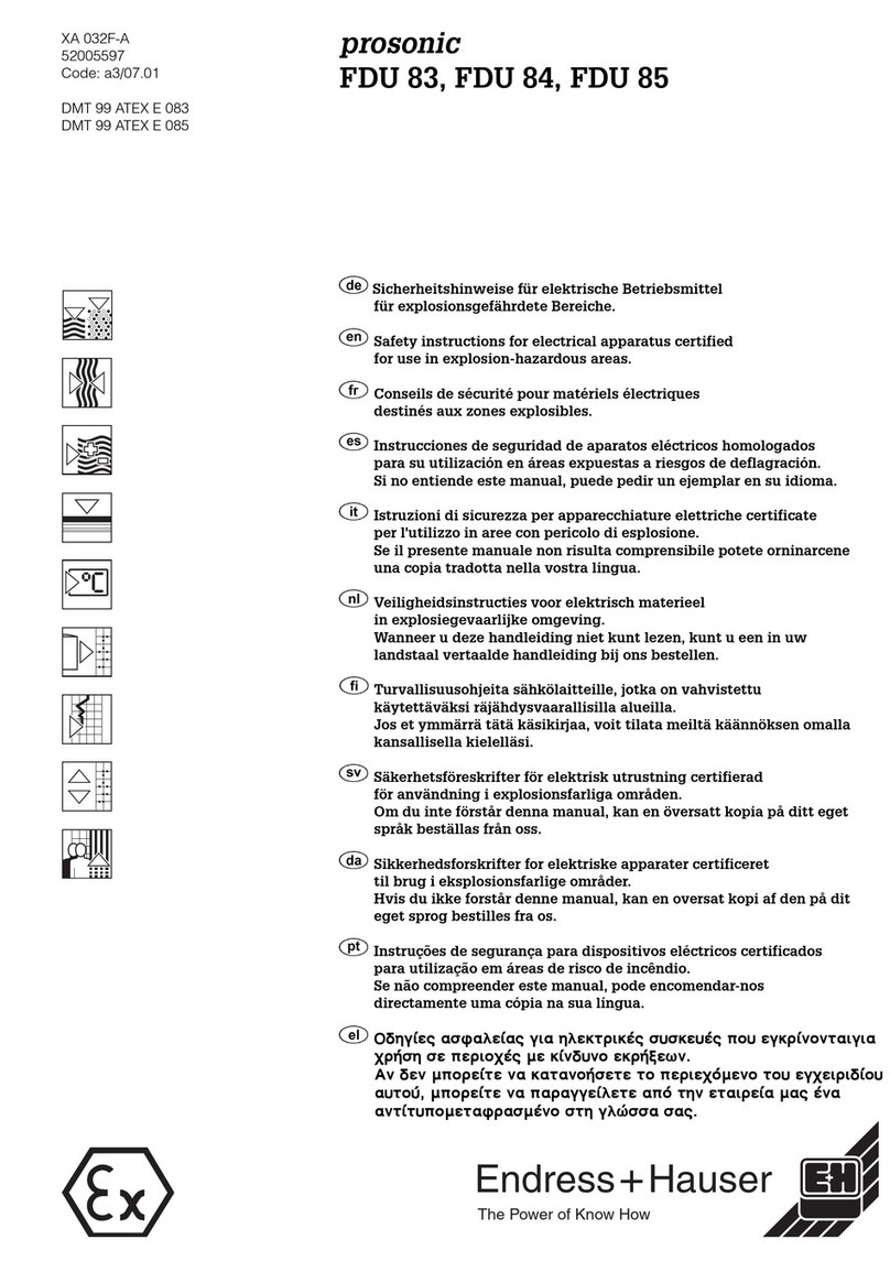 Endress+Hauser Prosonic FDU83 Installation instructions Endress+Hauser Prosonic FDU83 Installation instructions