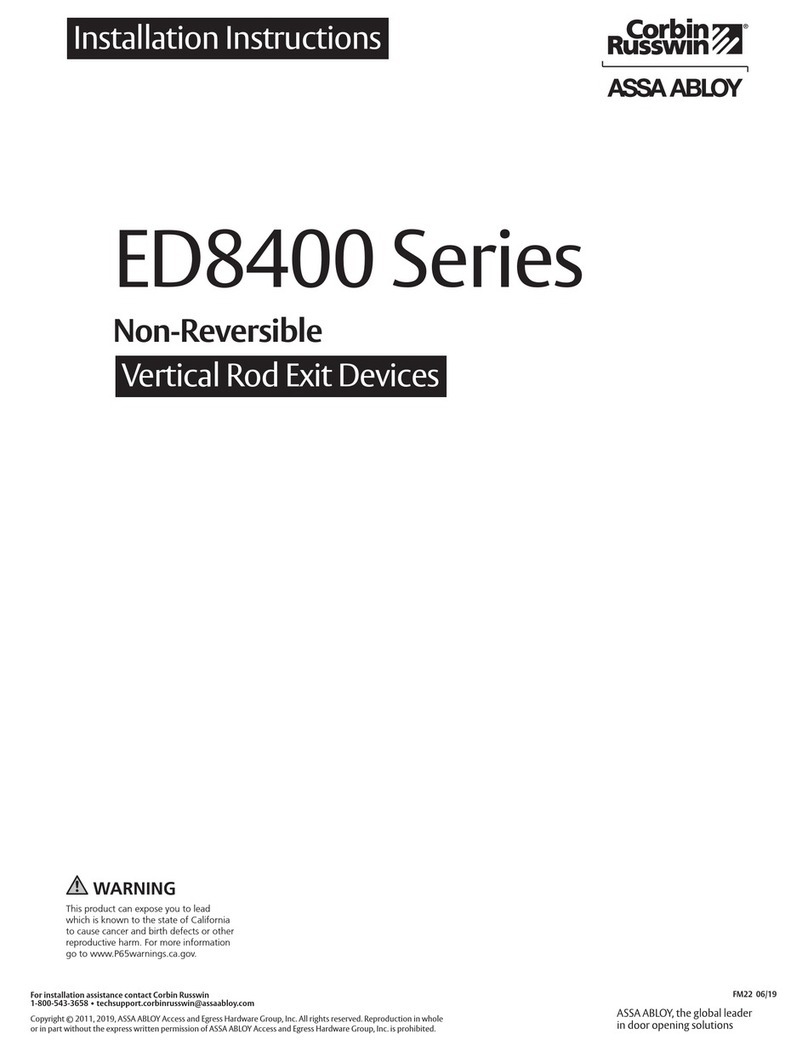 Assa Abloy Corbin Russwin ED8400 Series installation instructions Assa Abloy Corbin Russwin ED8400 Series installation instructions