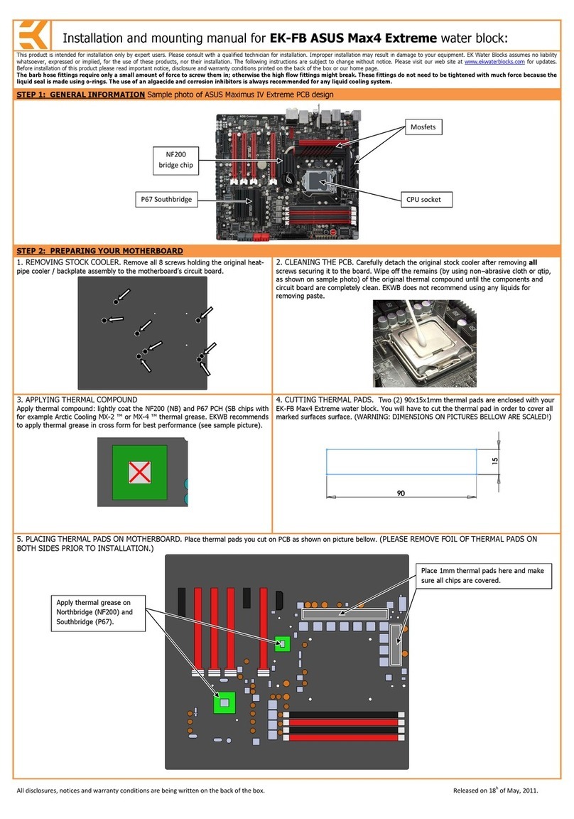ekwb EK-FB ASUS Max4 Extreme Installation and mounting manuals