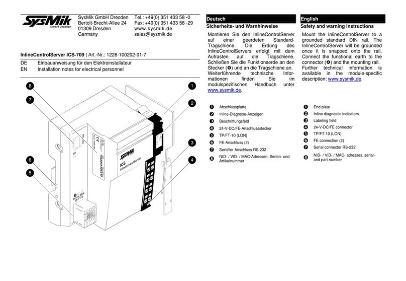 sysmik ICS-709 Installation notes for electrical personnel sysmik ICS-709 Installation notes for electrical personnel