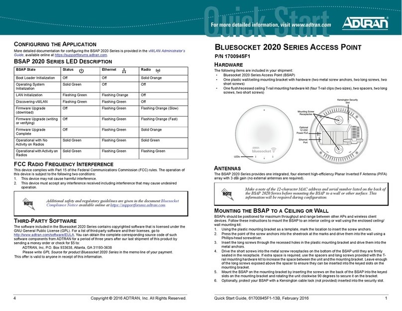 ADTRAN Bluesocket 2020 Series User manual