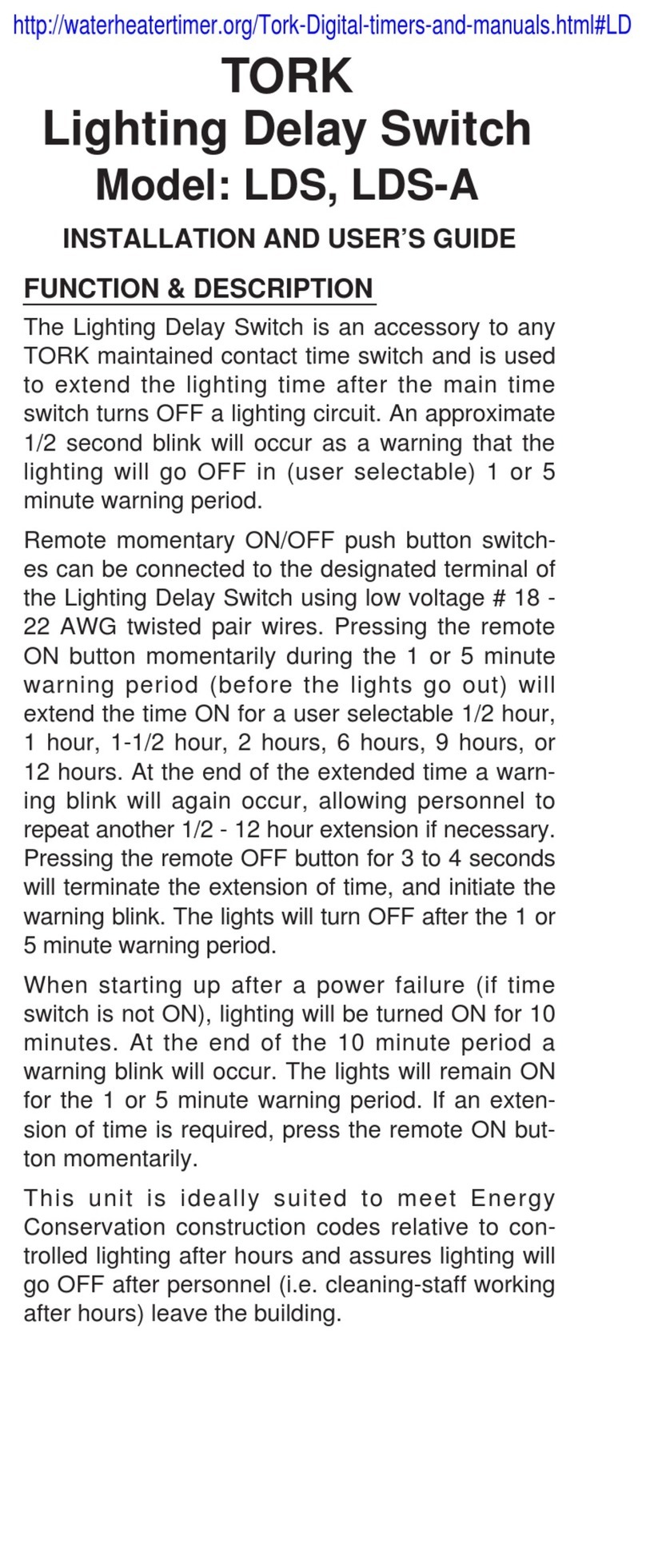 Tork LDS User manual
