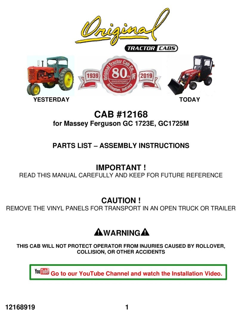 Original Tractor Cabs 12168 Parts List & Assembly Instructions Original Tractor Cabs 12168 Parts List & Assembly Instructions