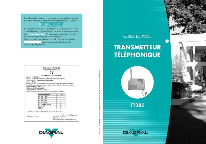 diagral TT385 Installation and user guide