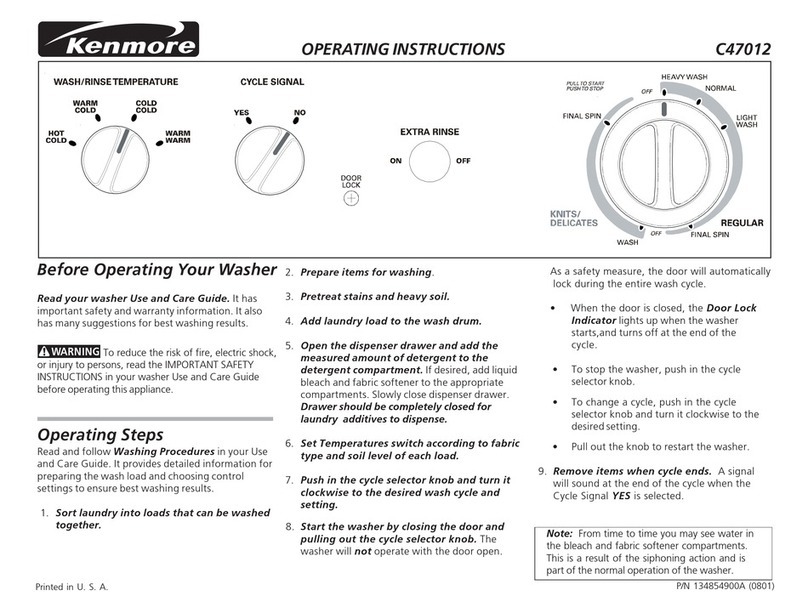 Kenmore C47012 User manual