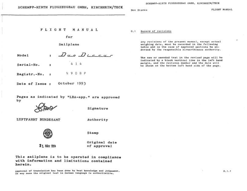 Schempp-Hirth Flugzeugbau Duo Discus Flight manual