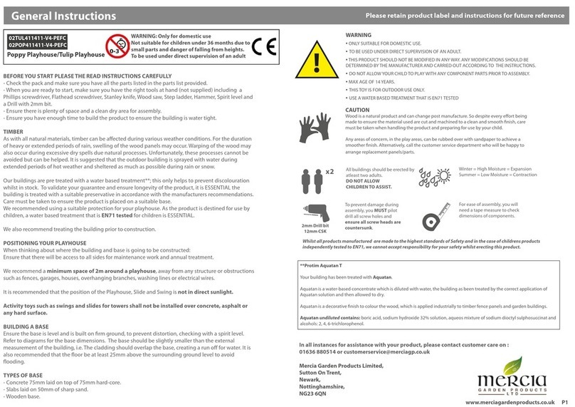 Mercia Garden Products Tulip Playhouse 02TUL411411-V4-PEFC Instruction manual Mercia Garden Products Tulip Playhouse 02TUL411411-V4-PEFC Instruction manual