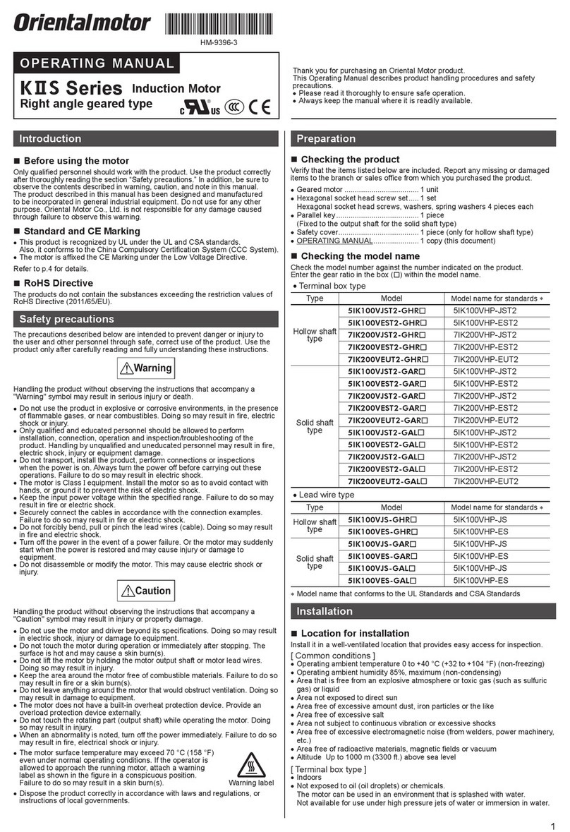 Oriental motor K II S Series operating manual