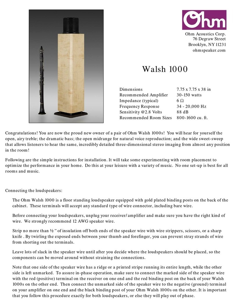 Ohm Acoustics Walsh 1000 manual